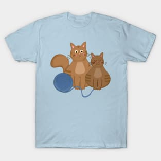 Two Brown Cats with String T-Shirt